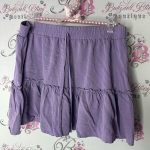 Shinestar skirt ruffle frilly hem purple lilac distressed trim cute y2k mini